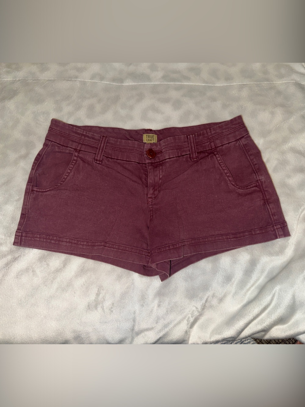 True Craft Plum Denim Shortie Shorts